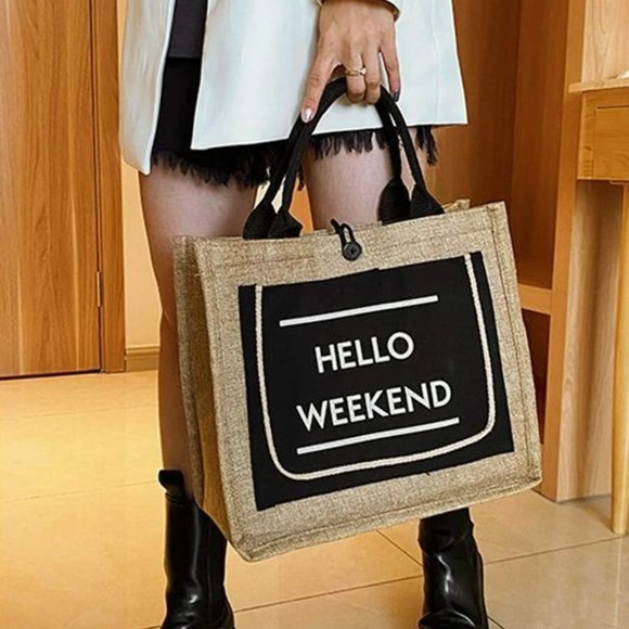 MODA ME COUTURE Handbags - HELLO WEEKEND TOTE BAG